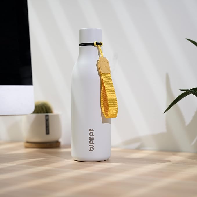 BJPKPK 18oz Insulated Water Bottle, Stainless Steel Bottle with Carry Strap | Keep Cold & Hot Vacuum Insulation, Leak-Proof BPA-Free Design, Slim Bottle Fits Most Cup Holders for Gym, Office & Travel
