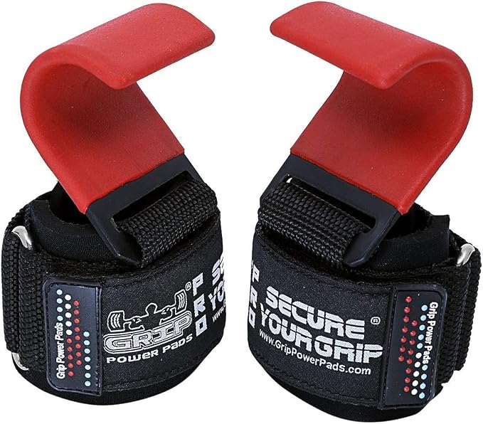 Weight Lifting Rod Hooks Heavy Duty Wrist Wraps Power Weight Lifting Training Gym Grips Straps Set of 2