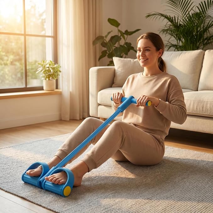 Pedal Resistance Bands 6-Tube Multifunction | Durable 6-Tube Multifunction Pedal Band, Full Body Workout, Includes Figure 8 Band with Handles（Blue）