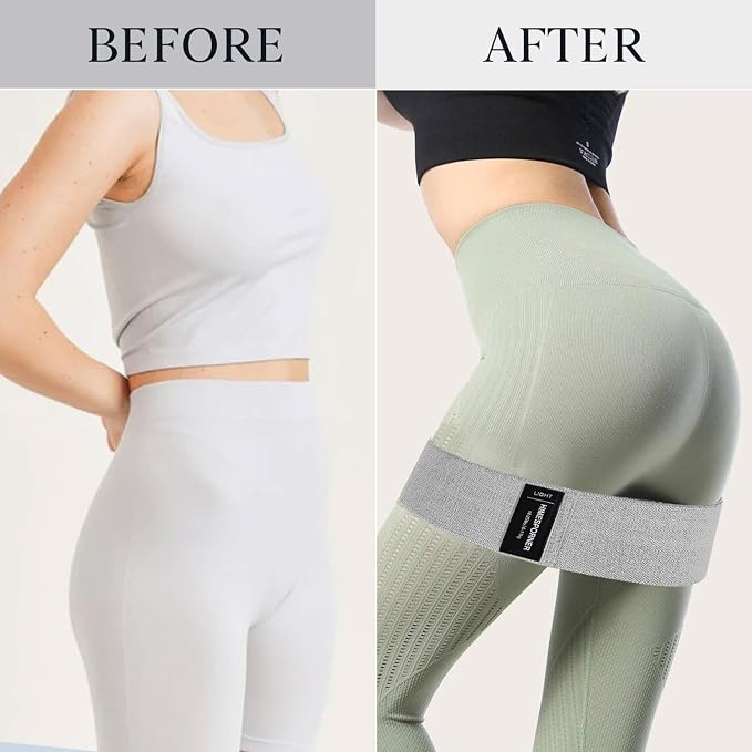 HIMESPORNER 9 PCS Fabric Resistance Bands Set for Working Out | Non-Slip Exercise Booty Bands for Women Men Leg Glutes with Hair Ties and Tape Measure - for Home Gym Workout, Yoga, Pilates
