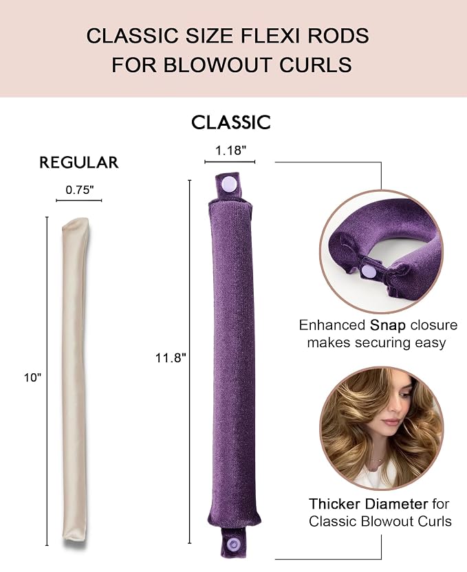 Classic Heatless Curls Overnight Rods No Heat Hair Curlers to Sleep Jumbo Foam Large Hair Rollers for Medium Long Hair Blowout Look, Heatless Flexible Curling Rod Set with Satin Wrap for Sleeping
