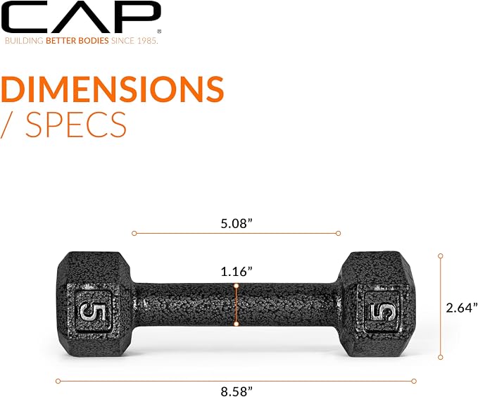 CAP Barbell Cast Iron Hex Dumbbell | Multiple Options