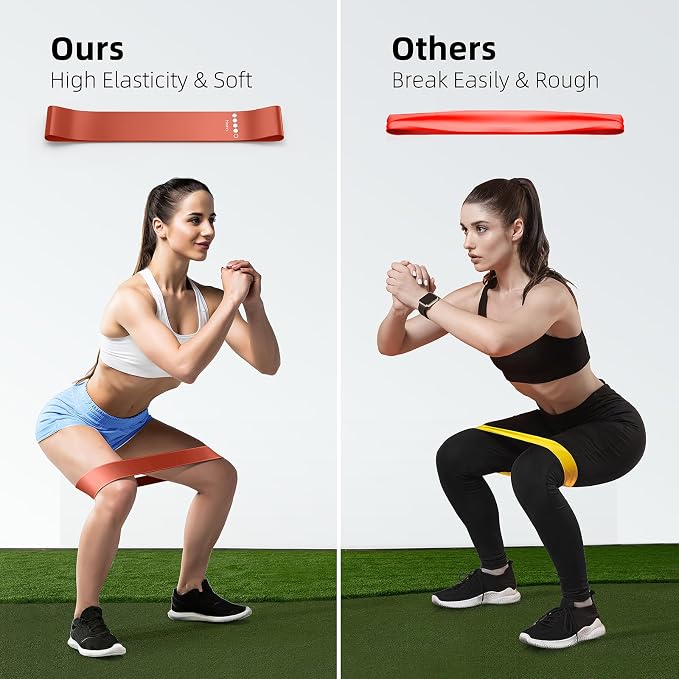 Resistance Bands for Working Out, 5-Pack Elastic Loop Exercise Bands for Strength Training Stretching, Home Gym Equipment for Pilates Yoga Physical Therapy, Leg Glute Arm Workout Kit for Women Men