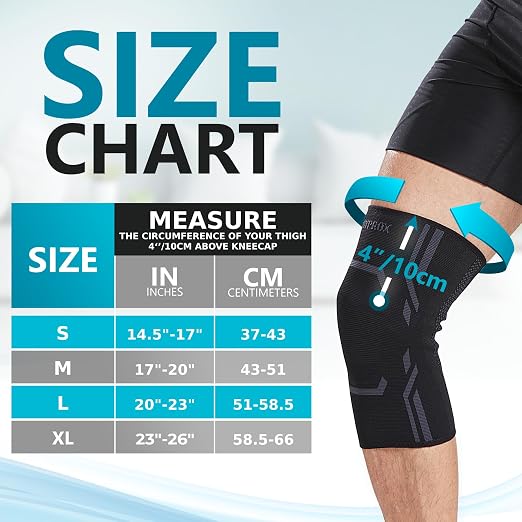 Bodyprox Knee Compression Sleeve for Men and Women (2 Pack), Knee Support Brace for Running and Work out (X-Large)…