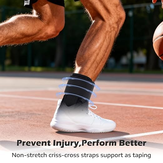Ankle Brace for Sprained Ankle, 2 Removable Splints, Figure 8 Strap | Ankle Support for Men and Women, Adjustable Air Fabric Cool Ankle Stabilizer for Injury Recovery, Running, Sports