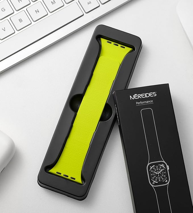 Magnetic Silicone Band Compatible with Apple Watch Band 42mm 41mm 40mm 38mm Series 11 10 9 8 7 6 5 4 3 & SE 3/2/1 Strong Magnetic Clasp, Waterproof & Adjustable (Fluorescent green)