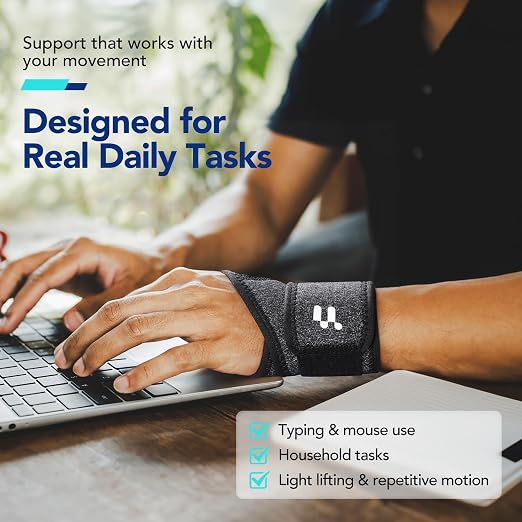 Carpal Tunnel Wrist Brace, Soft Thumb Opening for All-Day Wear & Support | Soft Thumb Design, Moderate Wrist Support, All-day Comfort, Easy Adjustment, Not Restrict Motion, Mild Carpal Tunnel Relief