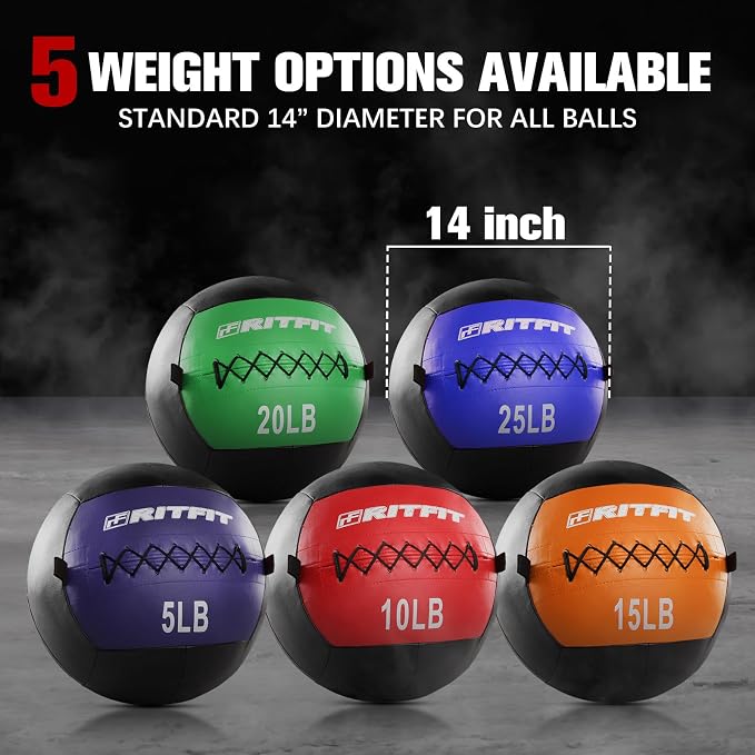 RitFit Soft Medicine Ball for Strength and Conditioning Workouts | Wall Ball Soft Shell for Strength & Conditioning, Cross Training