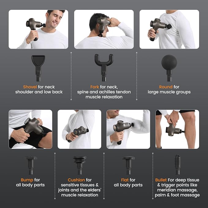 Mebak 3 Massage Gun, Massage Gun Deep Tissue for Athletes, Professional Muscle Percussion Massager, Massager for Shoulder Leg Back Body Pain Relief, Quiet Portable Sport Tool, Gifts for Him