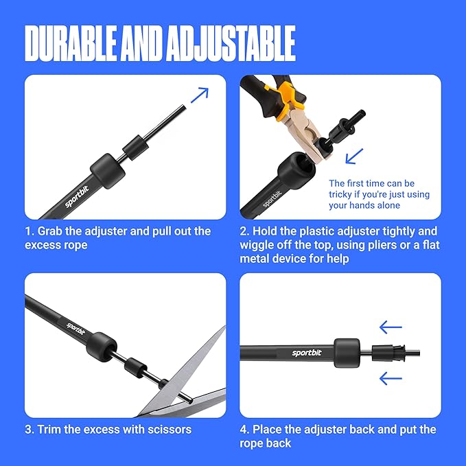 SPORTBIT Adjustable Jump Rope for Fitness and Exercise | Fitness and Exercise, Cardio, Boxing, and Weight Loss, Speed Rope, Men & Women