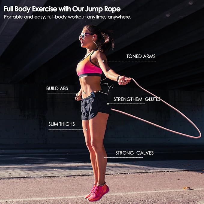 2 Pack Jump Rope for Fitness, Speed Rope Skipping Rope for Men and Women, Jumping Rope for Workout, Tangle-Free PVC Long Jump Rope Set, Adjustable Exercise Jumping Rope Boxing for Adult