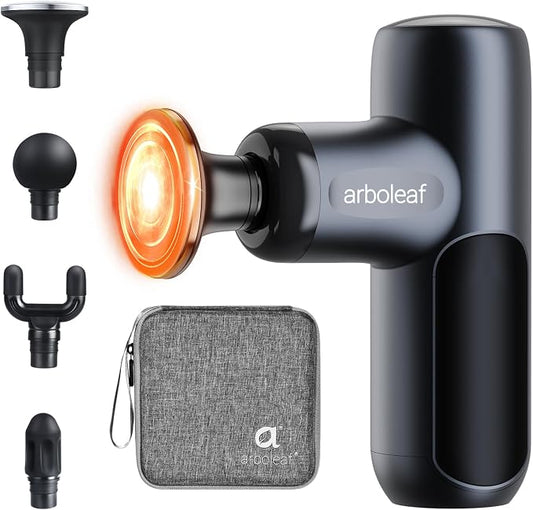 arboleaf Mini Massage Gun with Heat, Percussion for Pain Relief, Portable | heated percussion massager, pain relief, portable compact, travel case included, gift for men and women