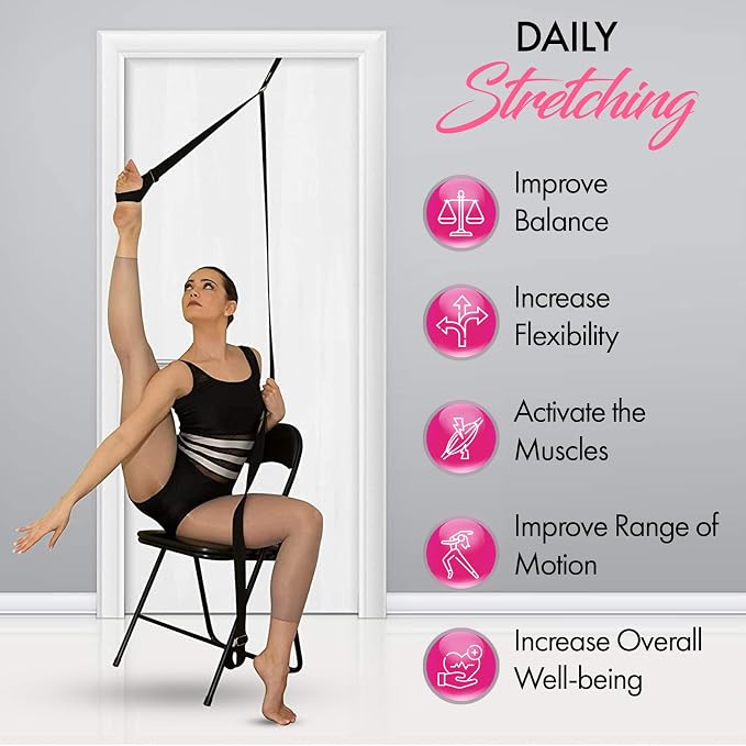 Stretching Strap with Door Anchor for Splits and Flexibility Training | Improve Leg Flexibility at Home, Ideal for Ballet, Dance, Cheerleading, Yoga, Pole Dance and Gymnastics