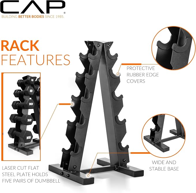 CAP Barbell Neoprene Dumbbell Weights Pairs & Sets | Black
