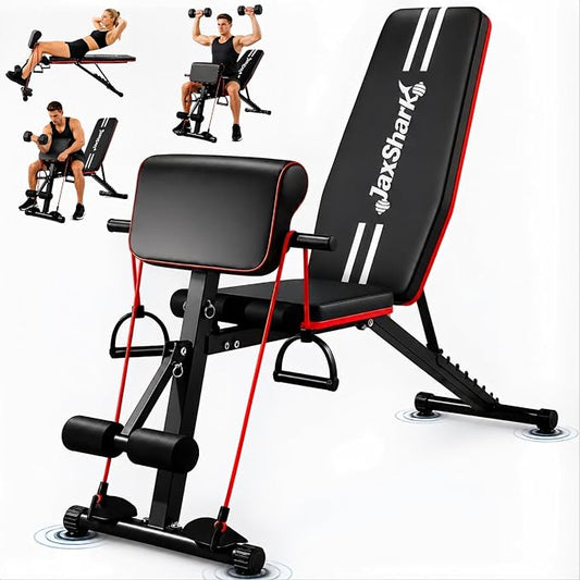 Adjustable Weight Bench, Foldable Workout Bench Press for Home Gym | Heavy duty utility incline decline flat bench with preacher curl, leg extension for full-body strength training.