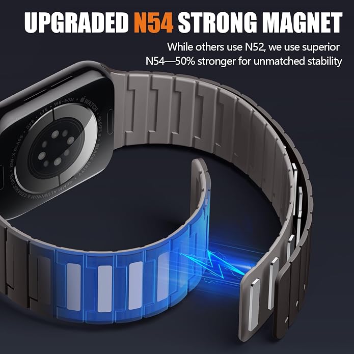 SNBLK Magnetic Watchband Compatible with Apple Watch for Men 44mm 45mm 46mm 49mm 42mm 41mm 40mm 38mm Women, Silicone Sport Strong Magnet Strap for iWatch Series 11 Ultra 3 Ultra 2 Se 10 9 8 7 6 5 4 1