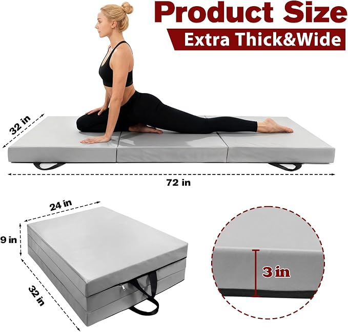 3 Inch Thick Yoga Mat 72 * 32 * 3 inch Extra Thick Exercise Mats Non-Slip Workout Mat for Pilates, Fitness, Gym, Stretching