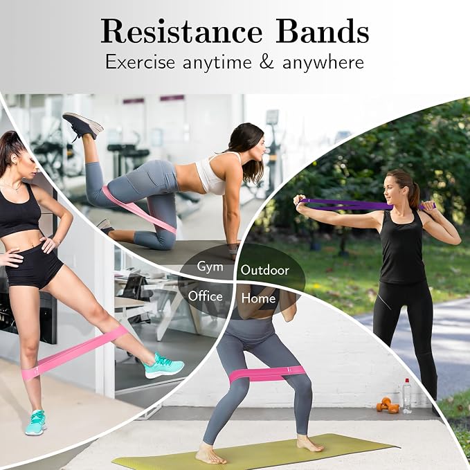Resistance Bands for Working Out, Exercise Bands Resistance Bands Set with 5 Resistance Levels, Multi-Colored Workout Bands for Indoor & Outdoor Fitness, Leg Strength Training, Yoga