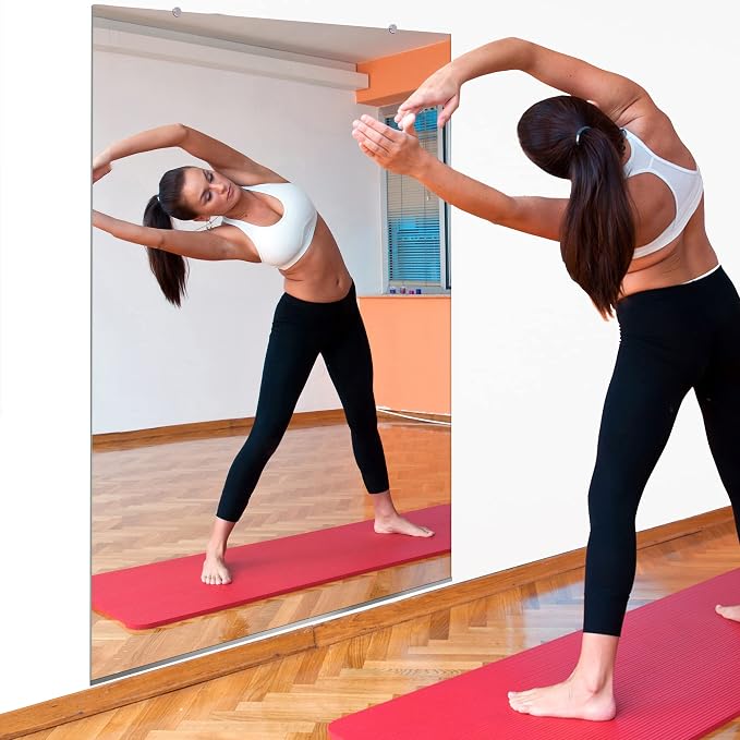 Fab Glass and Mirror Large Gym Mirror for Home Gym 48x60 - Full Length Ultra-Clear Annealed Glass Wall Mount - DIY Workout Display with Safety Backing - 1/4 Inch Low-Iron