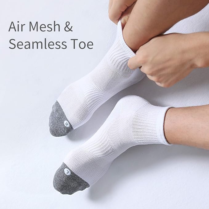 FITRELL 6 Pack Men's Athletic Ankle Socks Cushioned Sports Running Socks 7-9/9-12/12-15