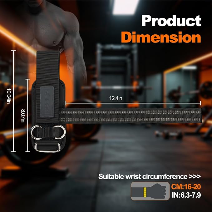 2-in-1 Weight Lifting Straps with Double D Rings, Gym Wrist Straps for Men | Anti-Slip Grip Deadlift Straps for Strength Training & Cable Machines,Padded Wrist Cuffs for Powerlifting,Rows,Pull-ups