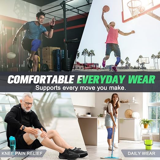 NEENCA Compression Knee Sleeve with Patella Stabilizer - Enhanced Stability, Joint Pain Relief & Improved Performance for Sports, Fitness & Recovery (DarkBlue, Medium)