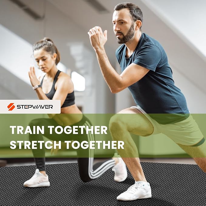 Stepwaver Extra Large Exercise Mat, 6'x4'/ 7'x5'/ 8'x6'/10'x6'x8mm (1/3 inch), Non-Slip, Ultra Durable, Thick Large Workout Mat for Home Workouts, Yoga Mats for Fitness, High-Density Exercise Mat, Shoes-Friendly