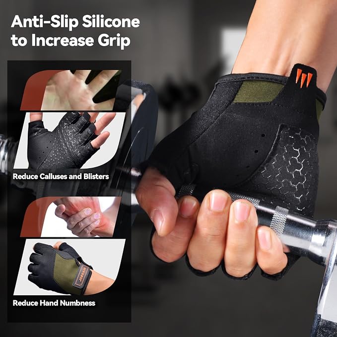 Workout Gloves for Women and Men | Breathable Weight Lifting Gloves, Grip & Shock Absorption, Full Palm Protection, Gym Exercise, Fitness, Training & Cycling