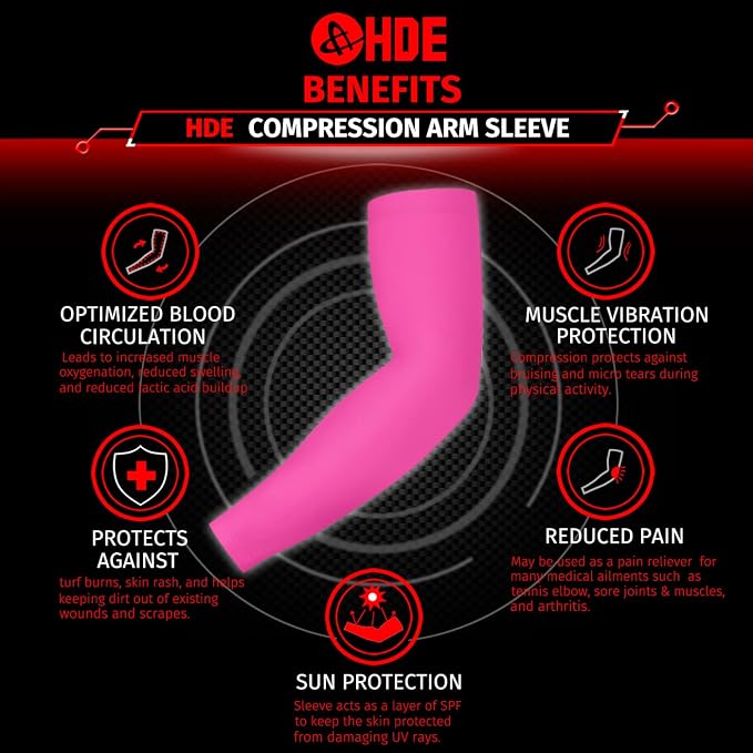 HDE Arm Compression Sleeves for Kids Basketball Shooting Sleeve Youth Sports Cooling Sun Protection Football Baseball 1 Pair