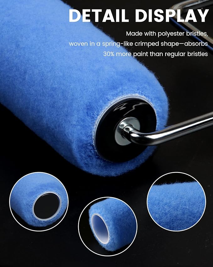 VOOMEY 9 Inch Woven Polyester Textured Paint Roller Covers-15 Pack | 3/8 Nap Roller 9 Inch Ultra-high Coverage Roller Covers for Smooth and Textured Rough Surfaces