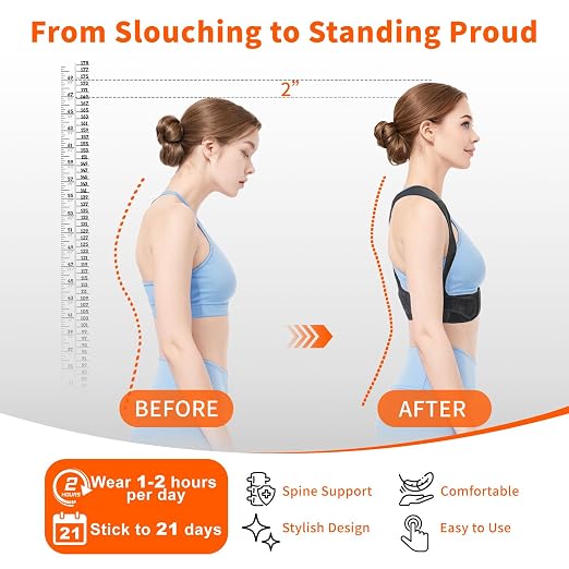 Posture Corrector for Women Back Straightener Hunchback Correction | Invisible, Breathable, Lightweight, Strong Support, Upper Back Brace for Neck, Shoulder, Back Pain Relief (L/XL)