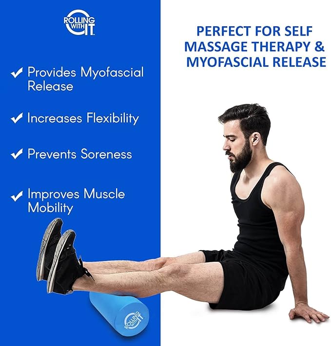 Rolling With It High Density Foam Roller for Physical Therapy | High-density EVA foam, Firm core with smooth surface, Keeps its shape, For back, legs & IT band, Deep tissue muscle recovery