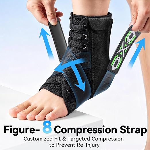 Ankle Brace For Sprained Ankle Brace Lace Up Adjustable Ankle Stabilizer | Upgraded Ankle Brace For Men Women Ankle Support Air Fabric Cool Ankle Brace For Injury Recovery, Sports,Running,Work