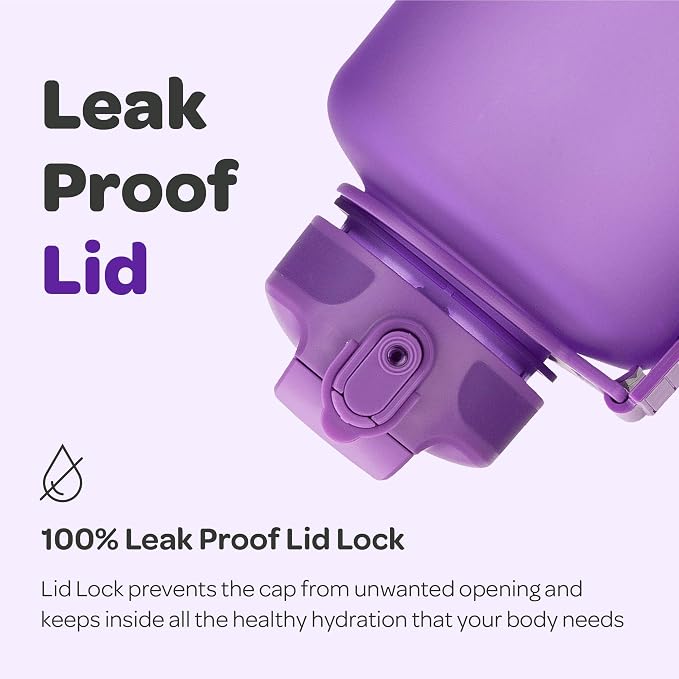 Hydracy 2L Large Water Bottle, Shatterproof, BPA Free Tritan Plastic, Leakproof, Zero Condensation, With Detachable Carry Strap, Spillproof Lid, Convenient Silicon Spout, Recommended for Gym, Yoga | Leakproof,BPA Free,No Sweat Neoprene Sleeve,Carry Str...