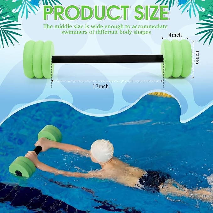 Soulchen Long Aquatic Exercise Dumbbells Pool Exercise Foam Water Weights Dumbbell Aquatic Pool Barbells with High Density EVA Foam for Swim Water Aerobics Workouts Loss