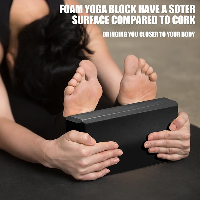 Septo 2 Pcs Yoga Blocks, 9x6x3 Inch Foam Blocks for Pilates | High density EVA foam Yoga Props lightweight non-slip surface for meditation stretching balance training