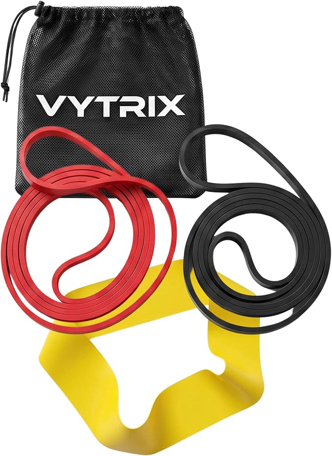 VYTRIX Resistance Bands Set – Pull Up Assist Bands + Mini Resistance Band – Strength Training Workout Bands for Home Gym, Mobility & Rehab - Natural Latex, Includes Carry Bag