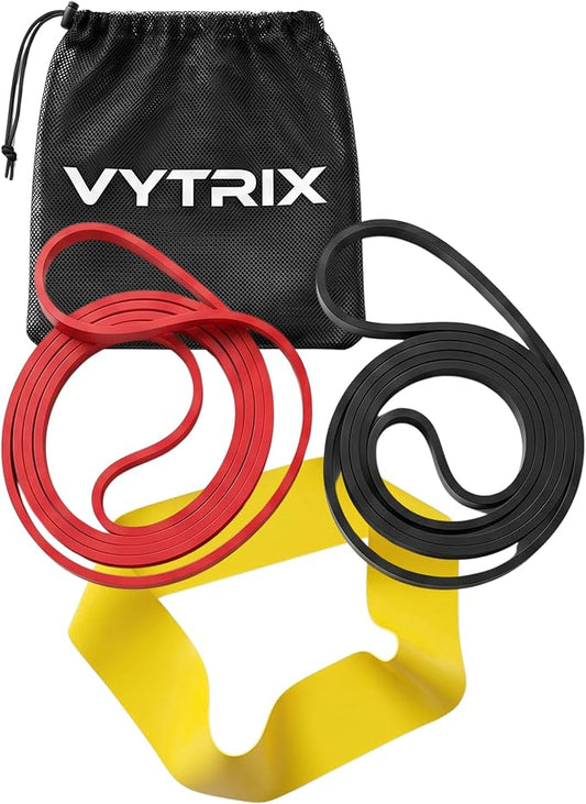 VYTRIX Resistance Bands Set – Pull Up Assist Bands + Mini Resistance Band – Strength Training Workout Bands for Home Gym, Mobility & Rehab - Natural Latex, Includes Carry Bag