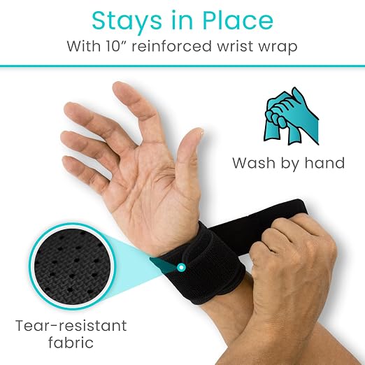 Vive Wrist Support Wrap (2 Pack) - Band for Tennis, Working Out, Golf | Sports - Adjustable Compression Strap for Tendonitis, Carpal Tunnel & Arthritis - Men & Women Protector Guards
