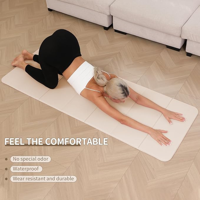 PAIDU Foldable Yoga Mat 10mm Thick, 75"x26" Non-Slip Fitness Exercise Mat | SGS Certified| uick Fold，Easy Storag，Portable for Yoga/Pilates/Studio/Home Workout