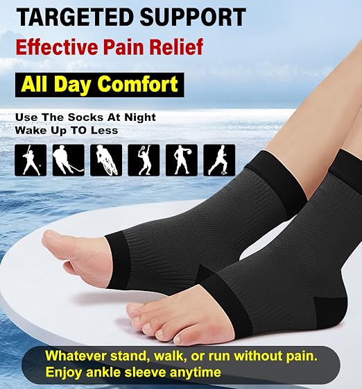 KEKING Ankle Brace Compression Sleeve – Plantar Fasciitis & Achilles | Medical-Grade Compression for Heel & Arch Pain, Reduces Swelling & Speeds Recovery, for Running, Gym, Daily Wear