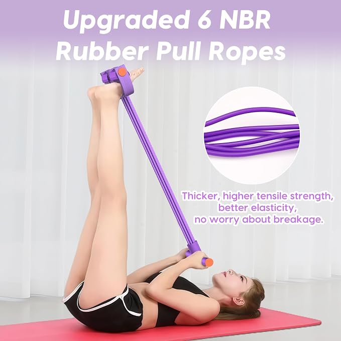 Resistance Bands with Handles, 6-Tube Elastic Pedal Resistance Band for Working Out, Durable Natural Rubber Exercise Bands, Multifunction Exercise Equipment for Abdomen, Waist, Arm, Leg Stretching