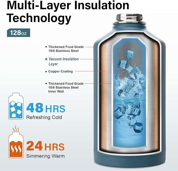 DYSANKY Gallon Insulated Water Bottle with Portable Carrier Bag for Outdoor