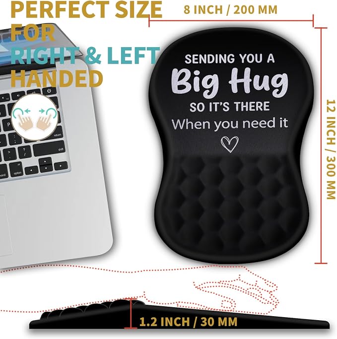 Hokafenle Ergonomic Mouse Pad Wrist Support with Massage Design, Wrist Rest Pain Relief Mousepad with Memory Foam&Non-Slip PU Base, Mouse Pads for Wireless Mouse & Desk (12x8 inch,Big Hug)
