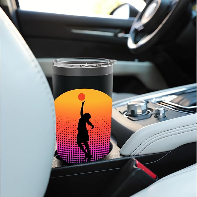 Basketball Game Hoop Slam Dunk Ball Retro Sunset Player Gift Stainless Steel Insulated Tumbler