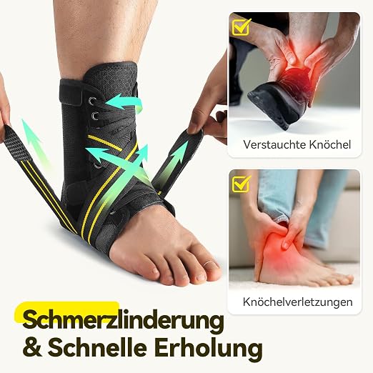 Ankle Brace for Women Men, Lace Up Foot Stabilizer for Sprained Ankle | 2 Removable Side Stabilizers, Quick Lace-Up, Figure 8 Support, Adujustable, Fit for Achilles Tendonitis, Injured Ankle