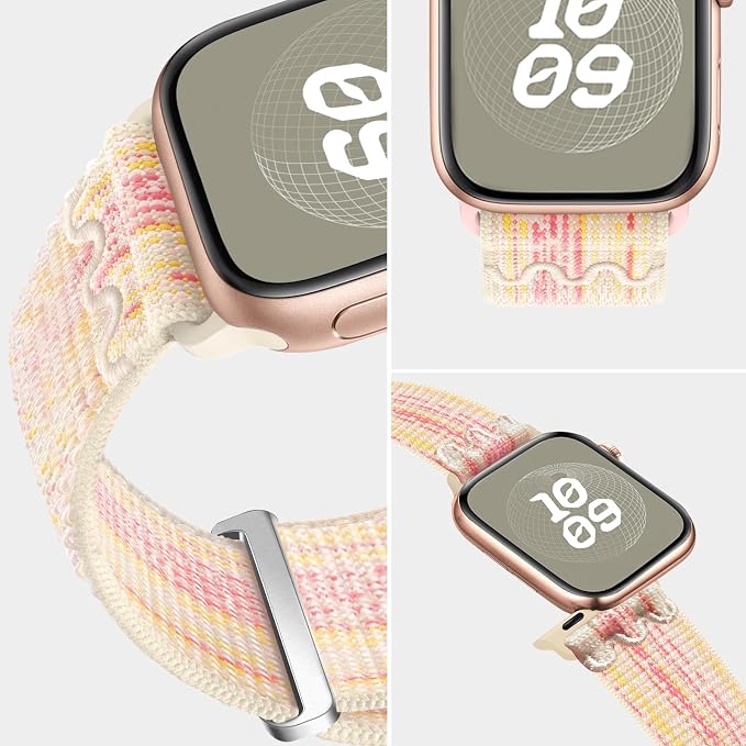 Sport Loop Nylon Band Compatible with Apple Watch Band 38mm 40mm 41mm 42mm 44mm 45mm 49mm Ultra 2 iWatch Series 9 8 7 6 SE 5 4 3 2 1 Strap, Fit for iPhone Watch Band Women Men Stretchy | Nylon Sport Loop Wristband Compatible with Apple Watch Ultra 2 38...