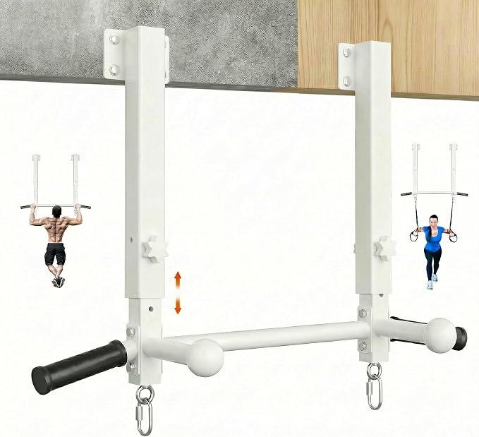 Joist Mounted Pull Up Bar, 800 lbs Heavy Duty Wall Mounted Chin Up Bar, Adjustable Height Pullup Bar for Garage, Basement, Backyard, Beam and Rafter Mount, Easy Installation, Ideal for Multiple Grip Options