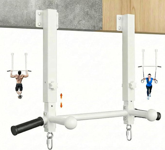 Joist Mounted Pull Up Bar, 800 lbs Heavy Duty Wall Mounted Chin Up Bar, Adjustable Height Pullup Bar for Garage, Basement, Backyard, Beam and Rafter Mount, Easy Installation, Ideal for Multiple Grip Options