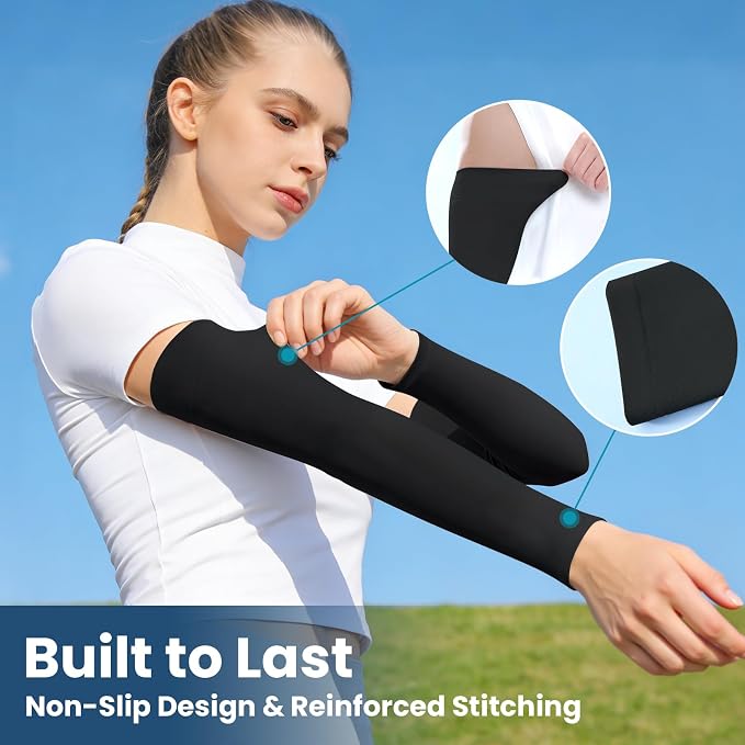 Mochabao 8 Pairs Soft Arm Sleeves, UV Sun Protection Cooling Compression Arm Covers for Outdoor Work, Sports, Men & Women